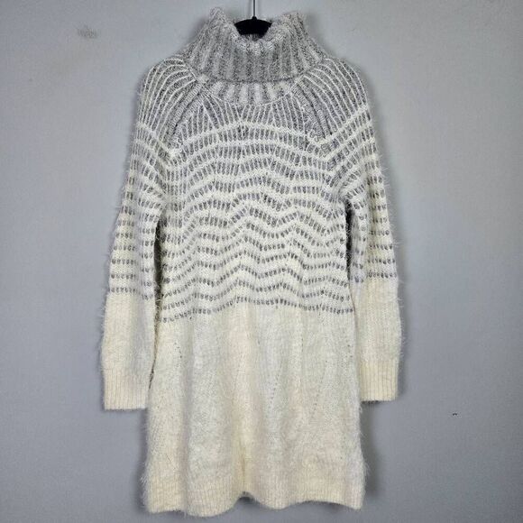 Sleeping On Snow Womens Alpac Wool Sweater Dress Small Cream Eyelash Cozy Boho - Picture 1 of 7